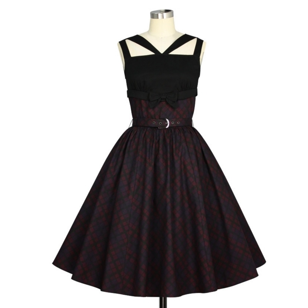 Pin Up Plaid Swing Dance Flare Full Circle Dress